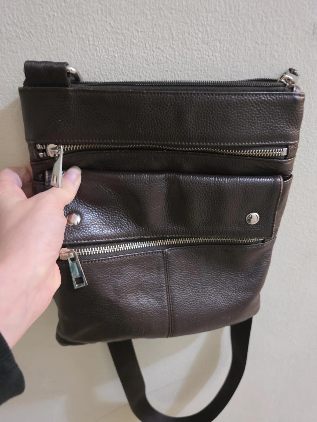 Dark Brown Leather Crossbody Bag
