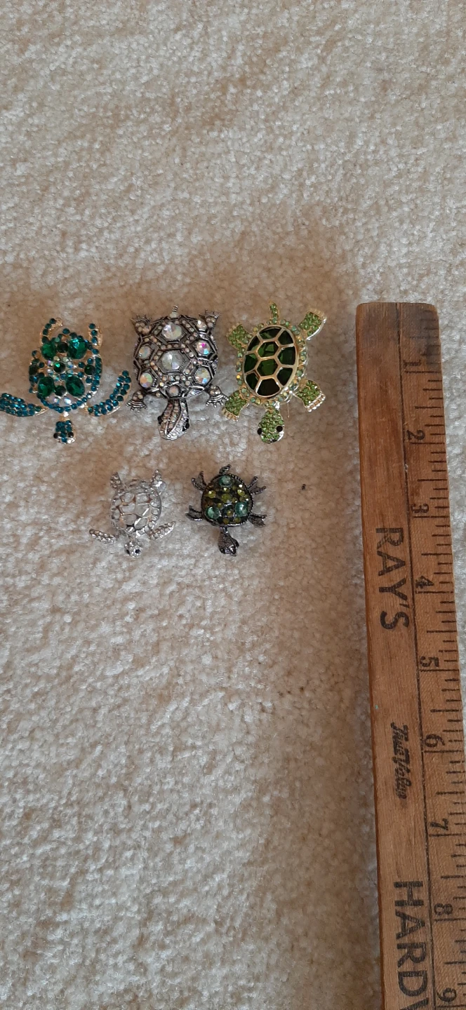 Turtle Brooch-blue and green rhinestones - photo 4
