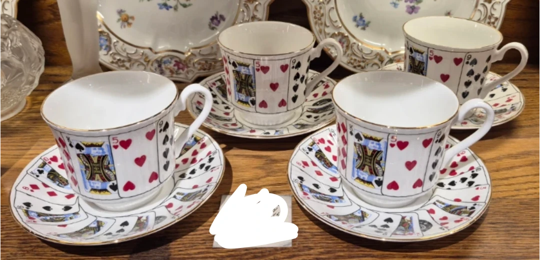 Playing Card Pattern Teacup and Saucer Set