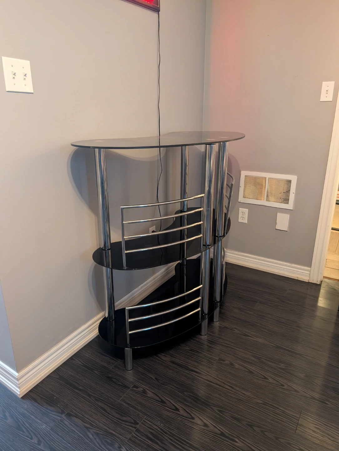 Black Glass and Chrome Bar Table - photo 2