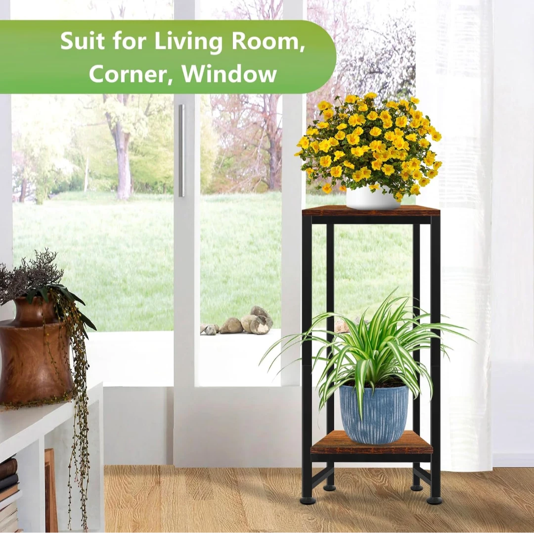 Rustic Metal and Wood Plant Stand - photo 5