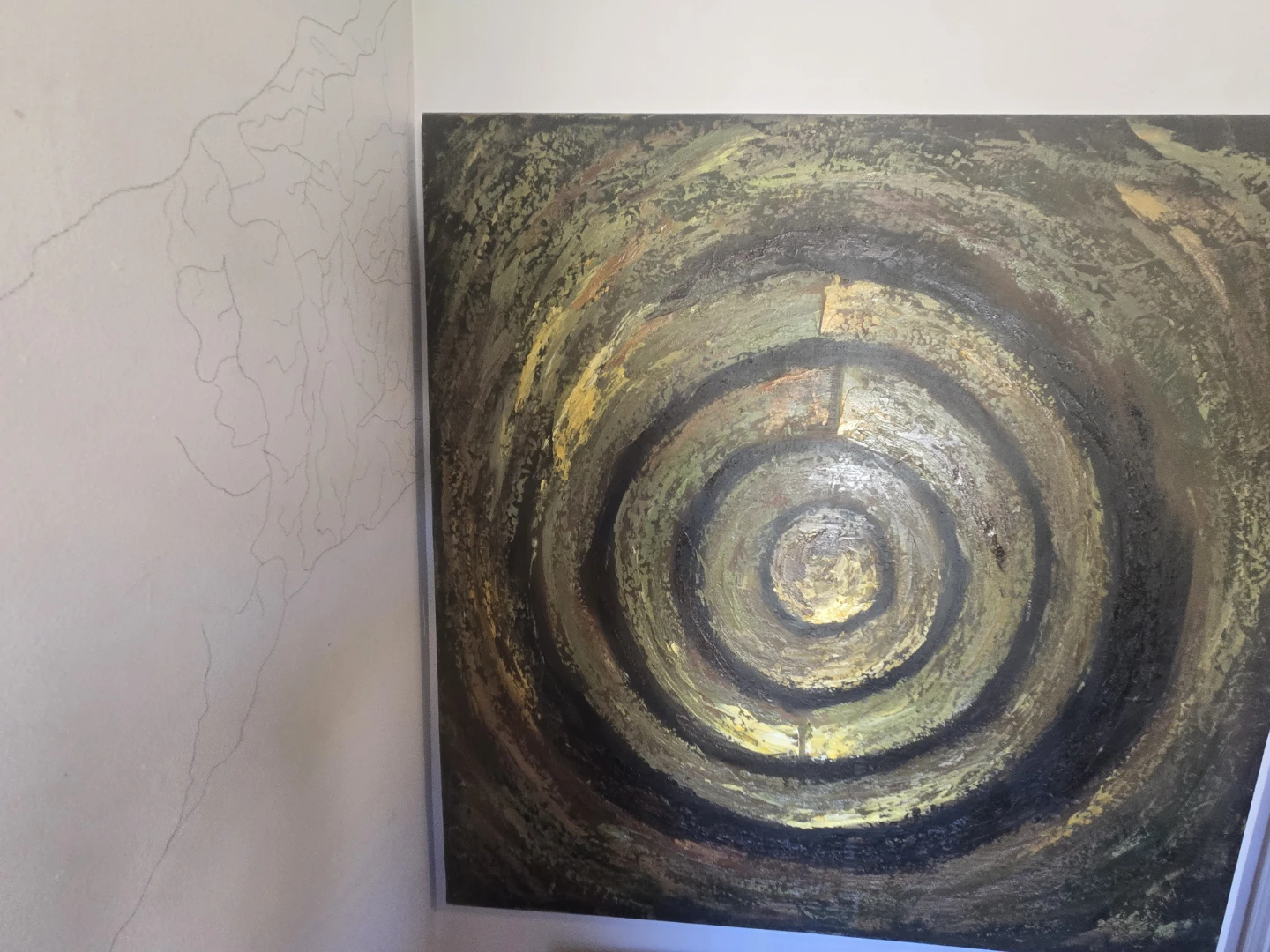 Large Textured Abstract Circular Painting - photo 4