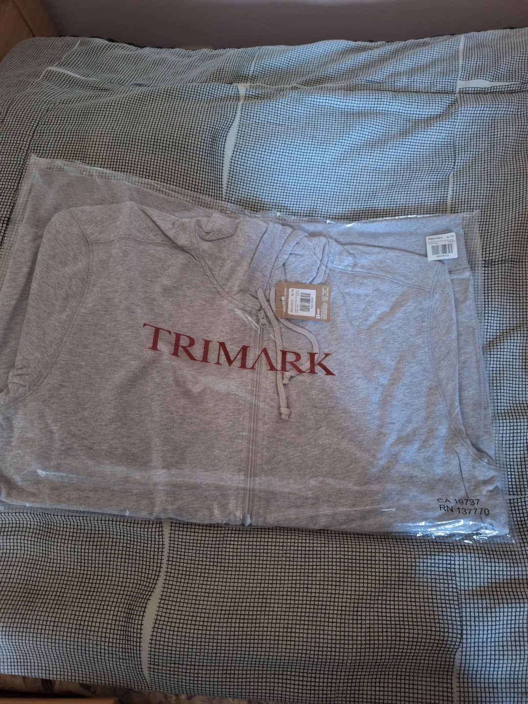 Trimark Grey Full-Zip Hoodie Size XL