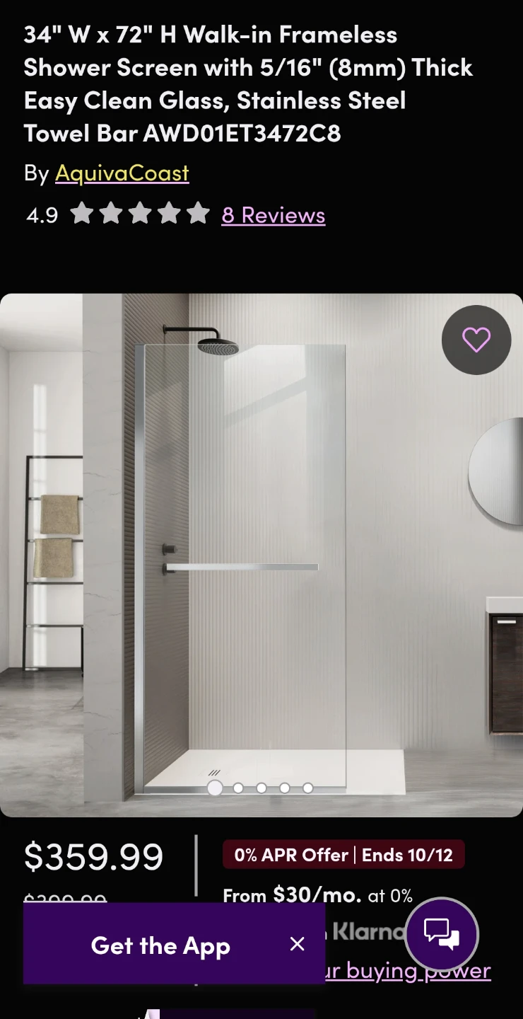 AquivaCoast Meteor Walk-in Frameless Shower Screen