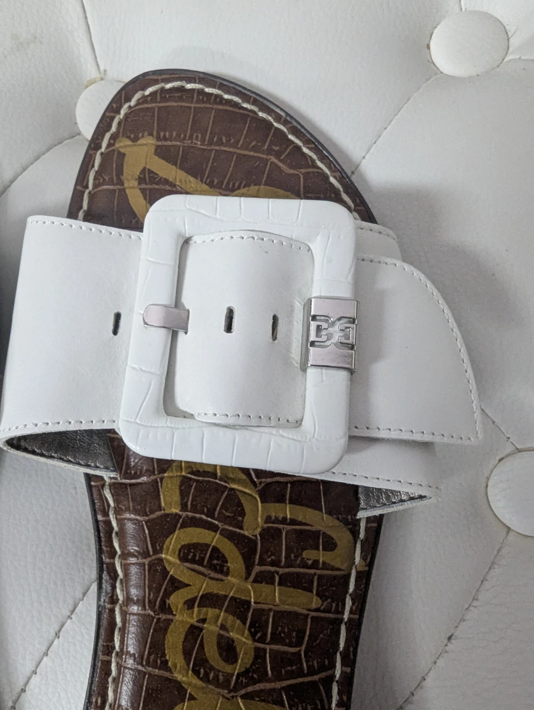 Sam Edelman White Buckle Slides - photo 3
