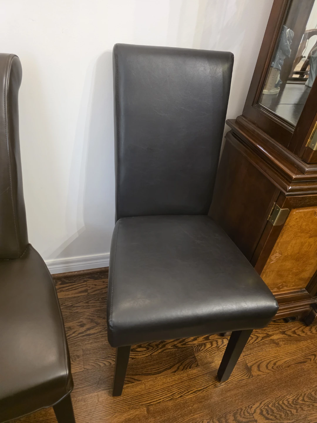 Two Dark Brown Dining Chairs - photo 2