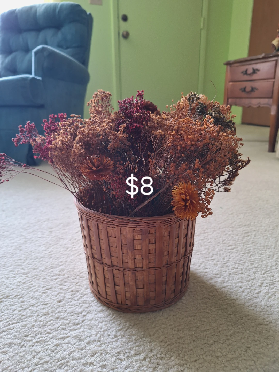 Woven Basket with Dried Flowers