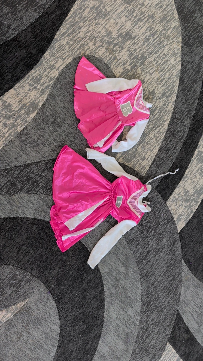 Two Pink and White Barbie Cheerleader Costumes