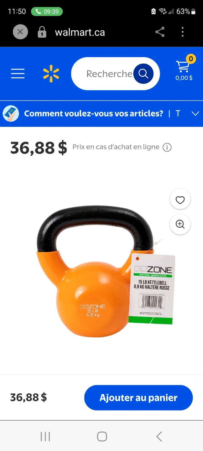 Two GoZone 15lb Kettlebells