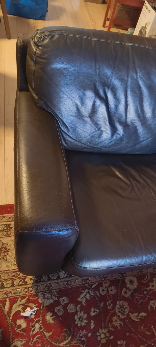 Dark brown leather sofa - photo 2