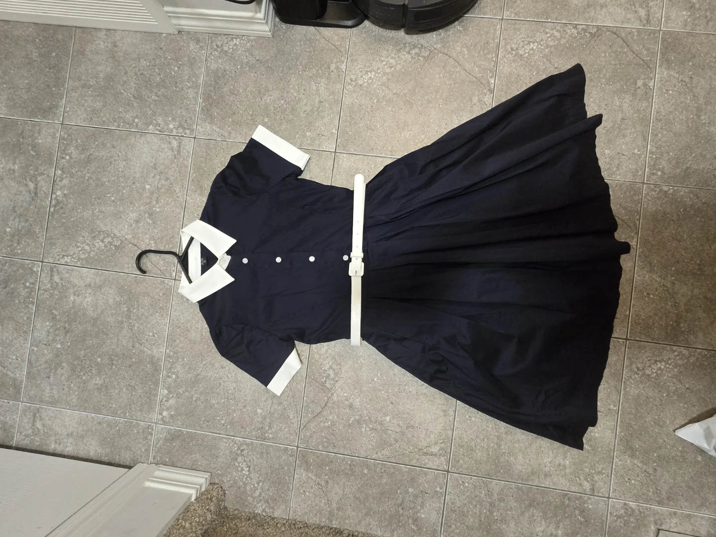 Navy Blue Dress with White Collar-Brand new(Small) - photo 2