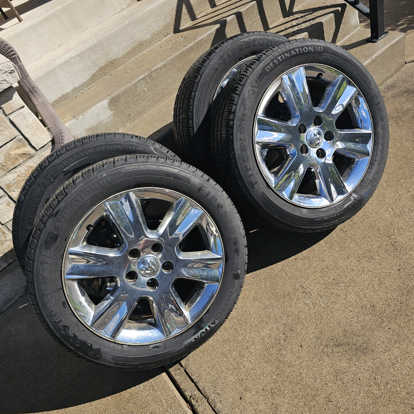 Set of 4 Dodge Chrome Wheels with Firestone Tires