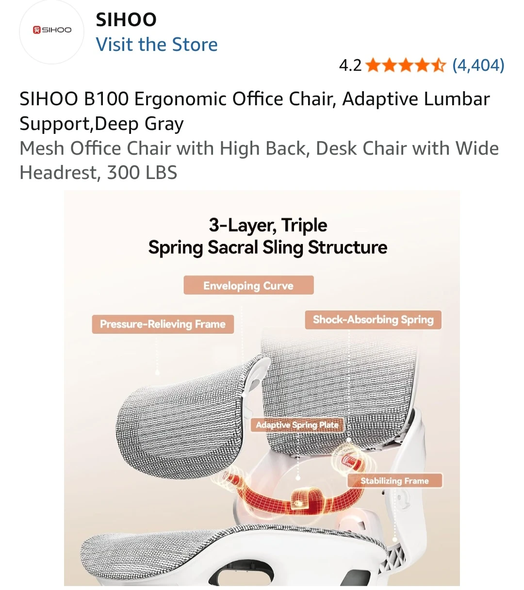 SIHOO B100 Ergonomic Office Chair Deep Gray - photo 5