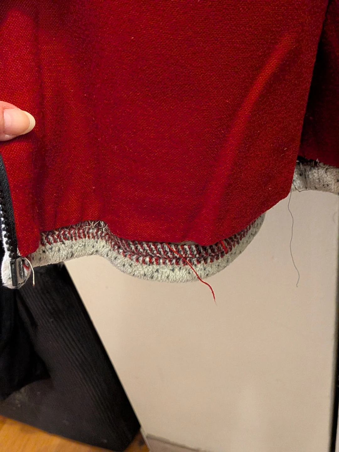 Grey Fleece Zip-Up Jacket with Pattern - photo 3