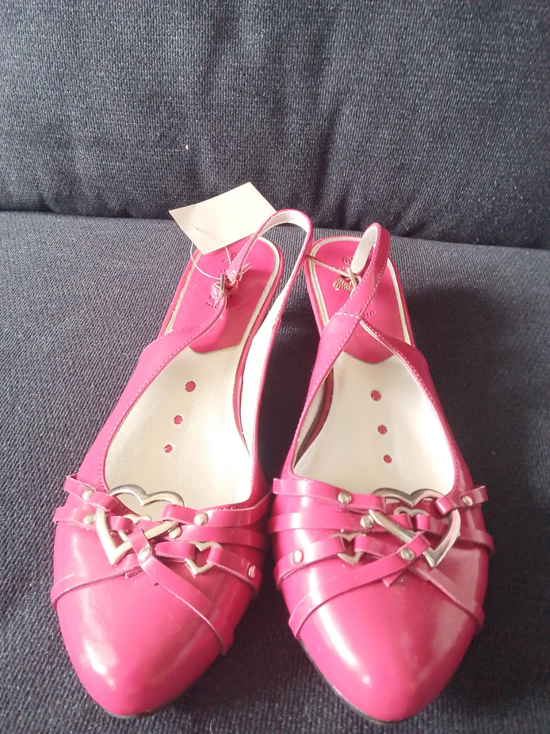 Pink Heart Accent Slingback Shoes