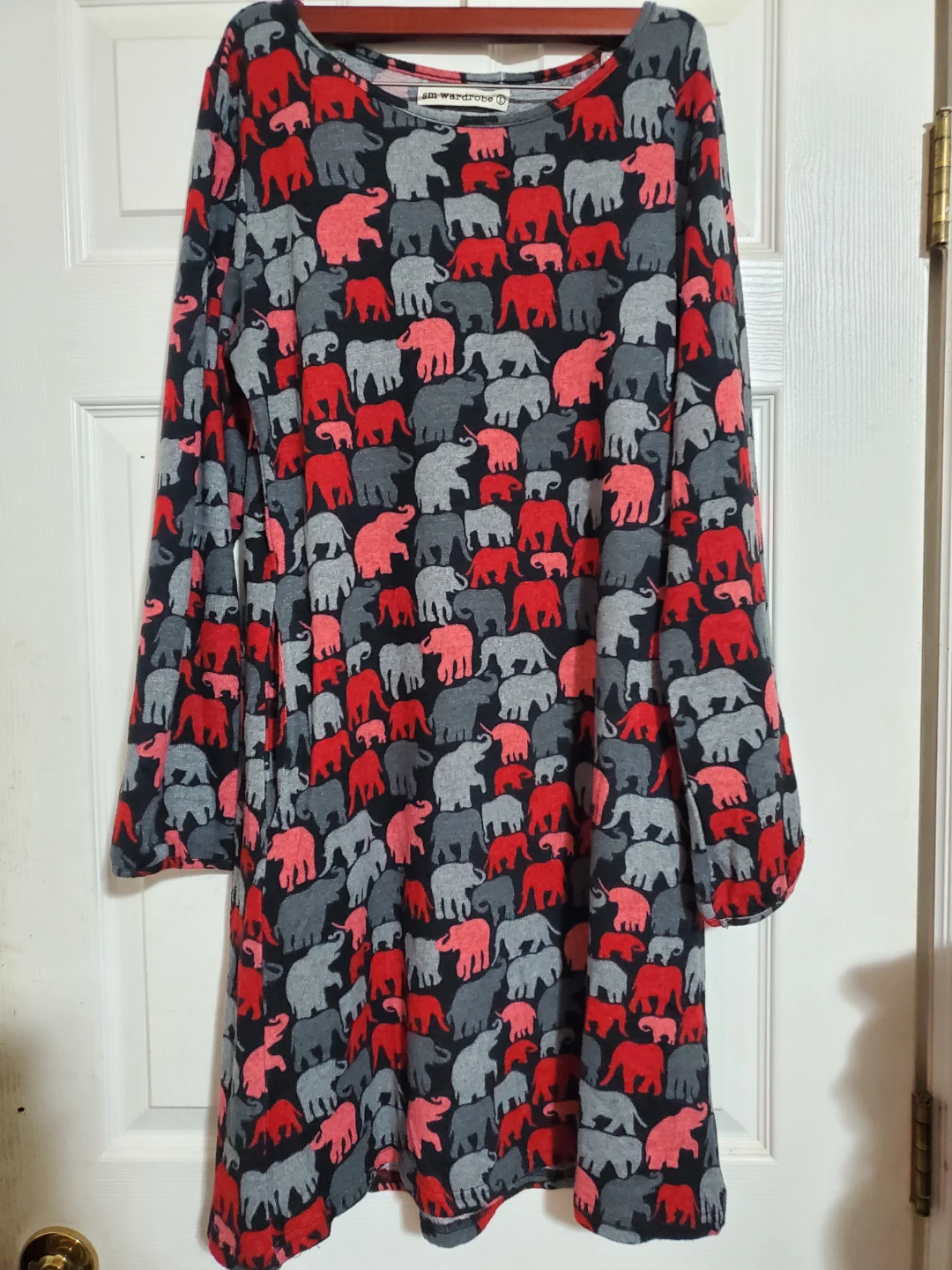 sm wardrobe long sleeve elephant print dress