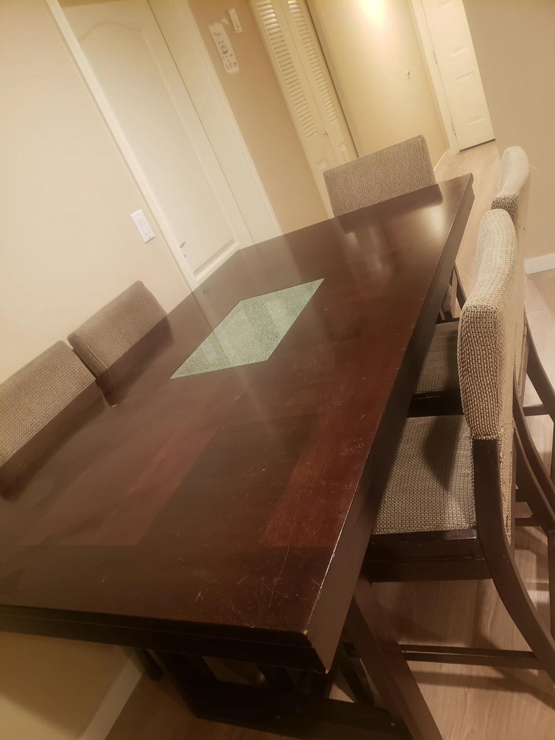 Dark Wood Dining Table and Buffet Set