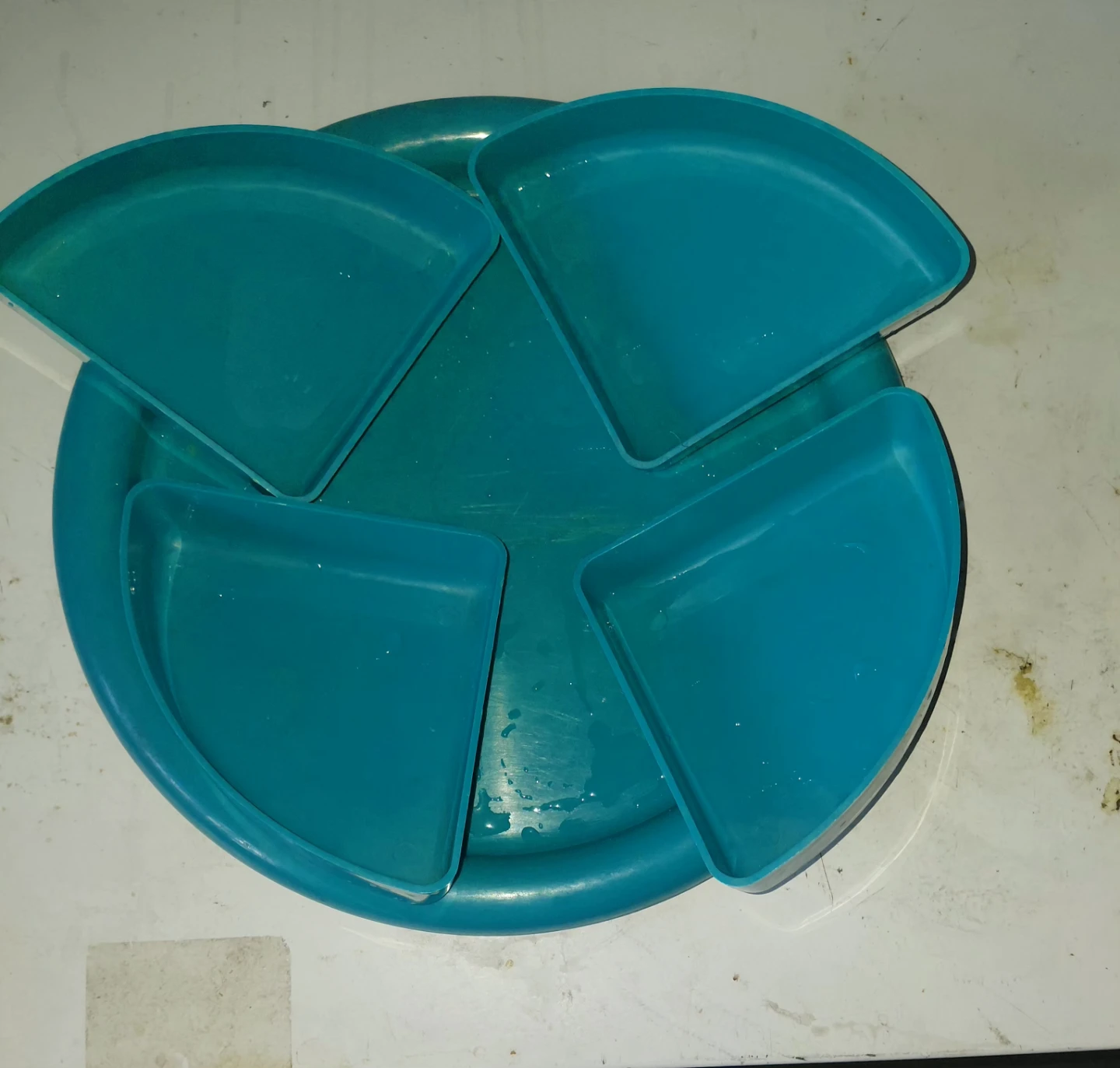 Teal Round Serving Tray with 4 Removable Compartments - photo 2