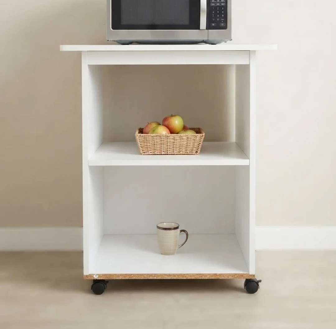 Microwave Stand White storage unit with wheels - photo 2