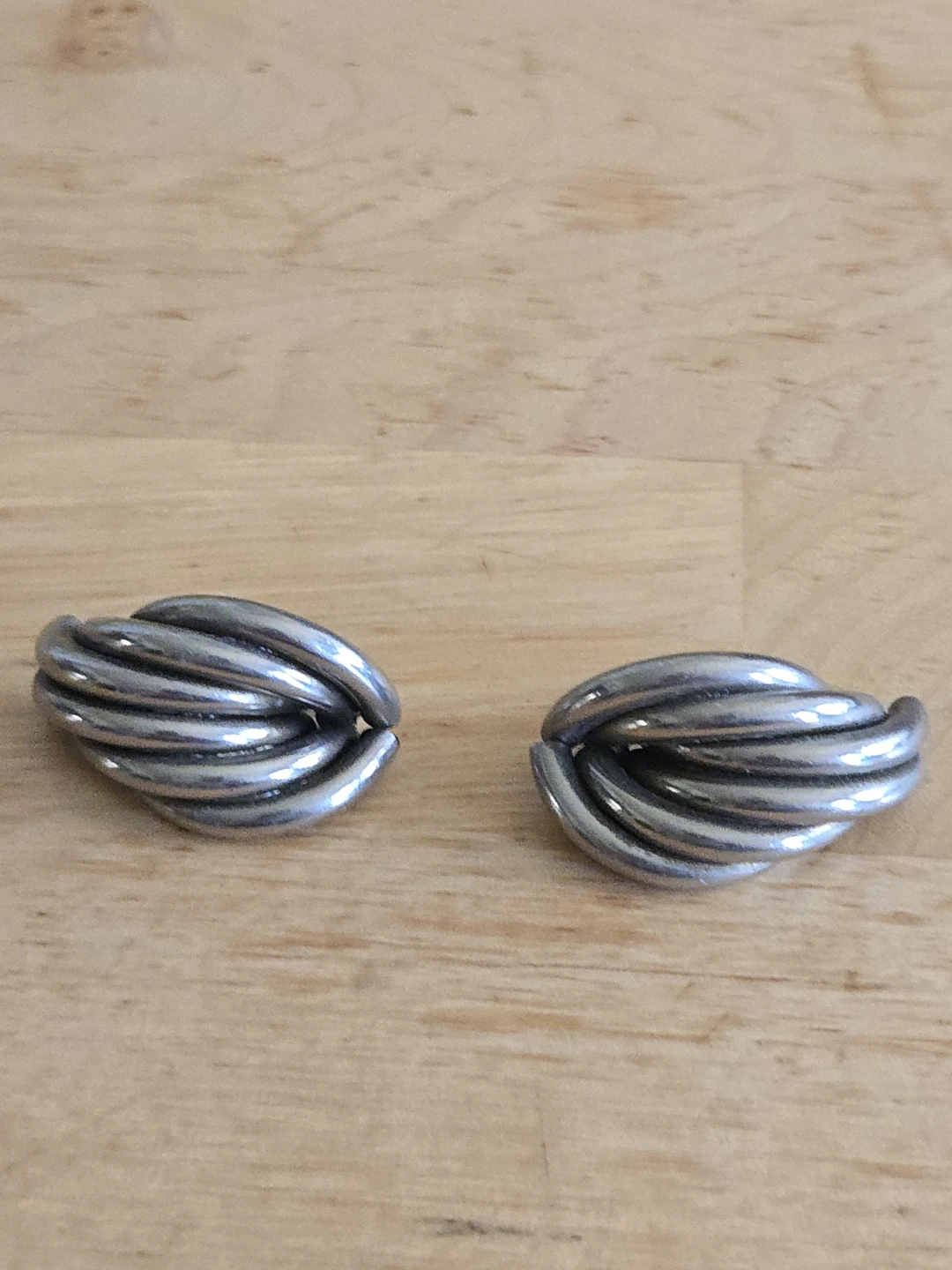 Silver-Tone Tube Design Stud Earrings