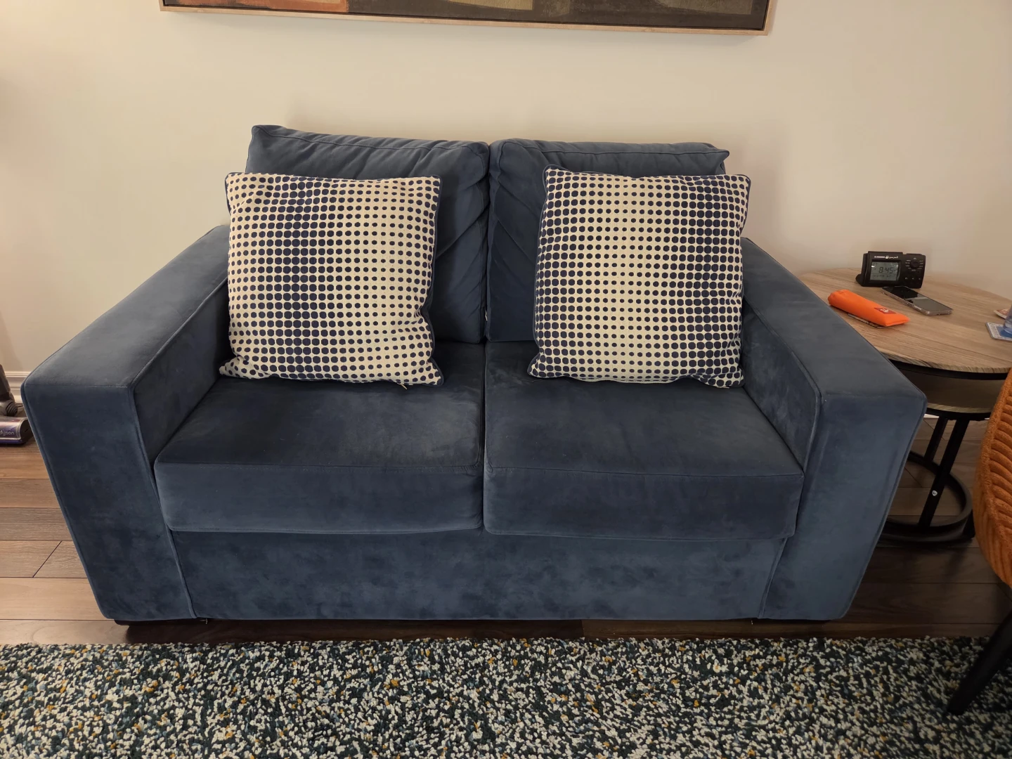 Blue Velvet Loveseat Sofa - photo 3