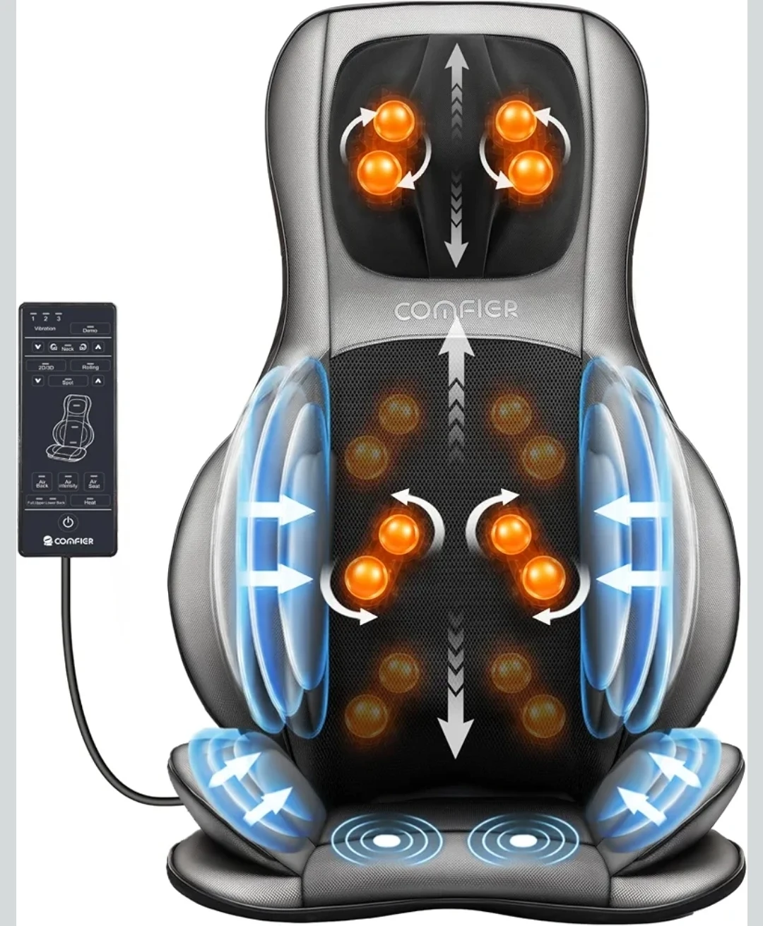 COMFIER Shiatsu Neck and Back Massage Chair Pad