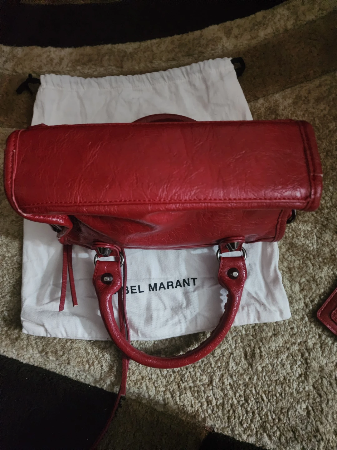 Red Leather Studded Handbag - photo 5