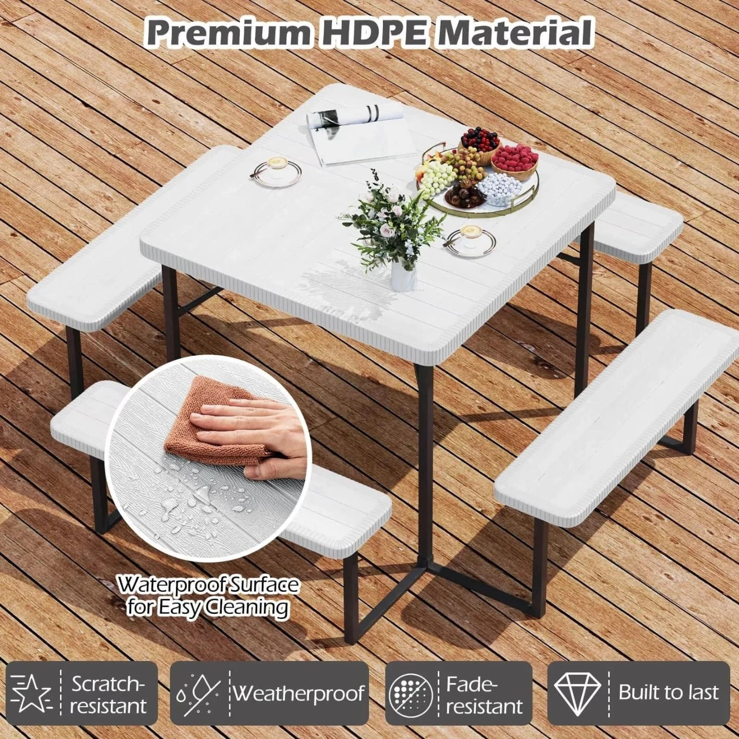 New<> Square Picnic Table with 4 Benches - photo 2