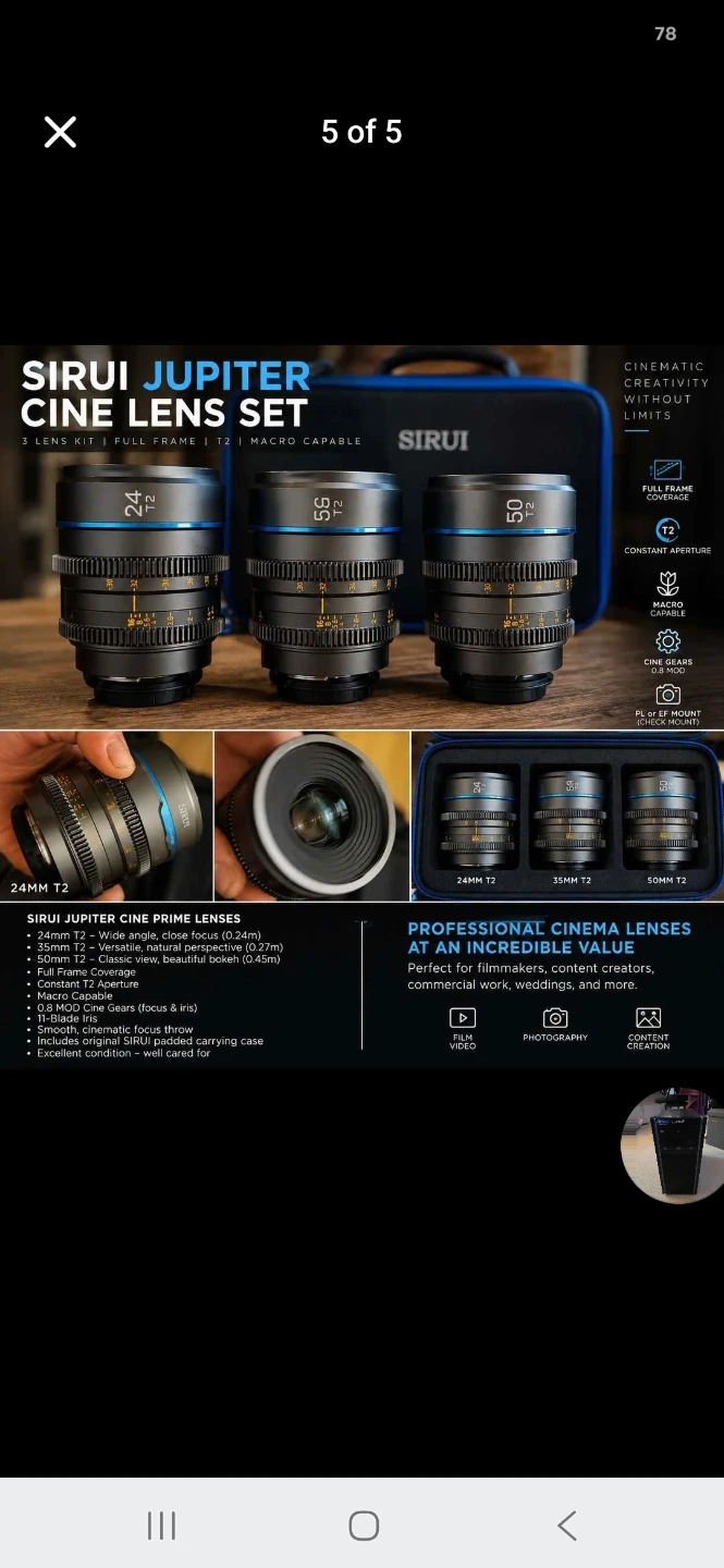 Sirui Jupiter Cine Prime Lens Set 24mm 35mm 50mm