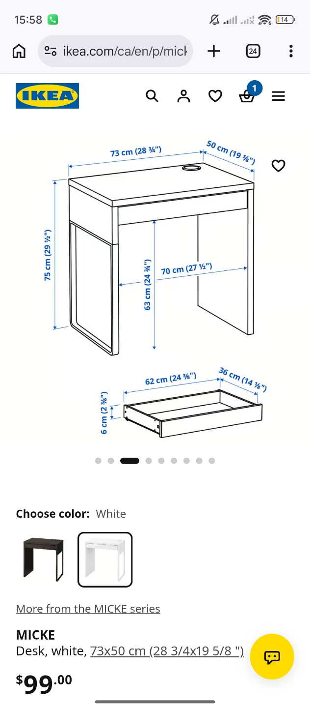 IKEA MICKE Desk, White - photo 3