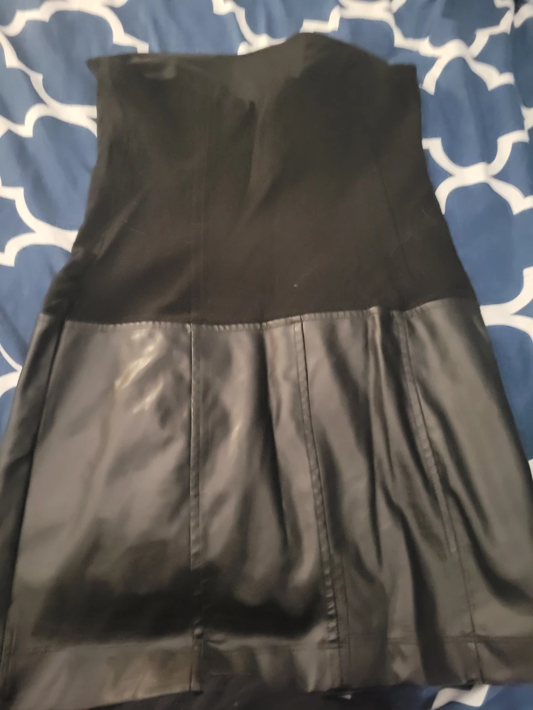 Black Strapless Faux Leather Mini Dress - photo 3