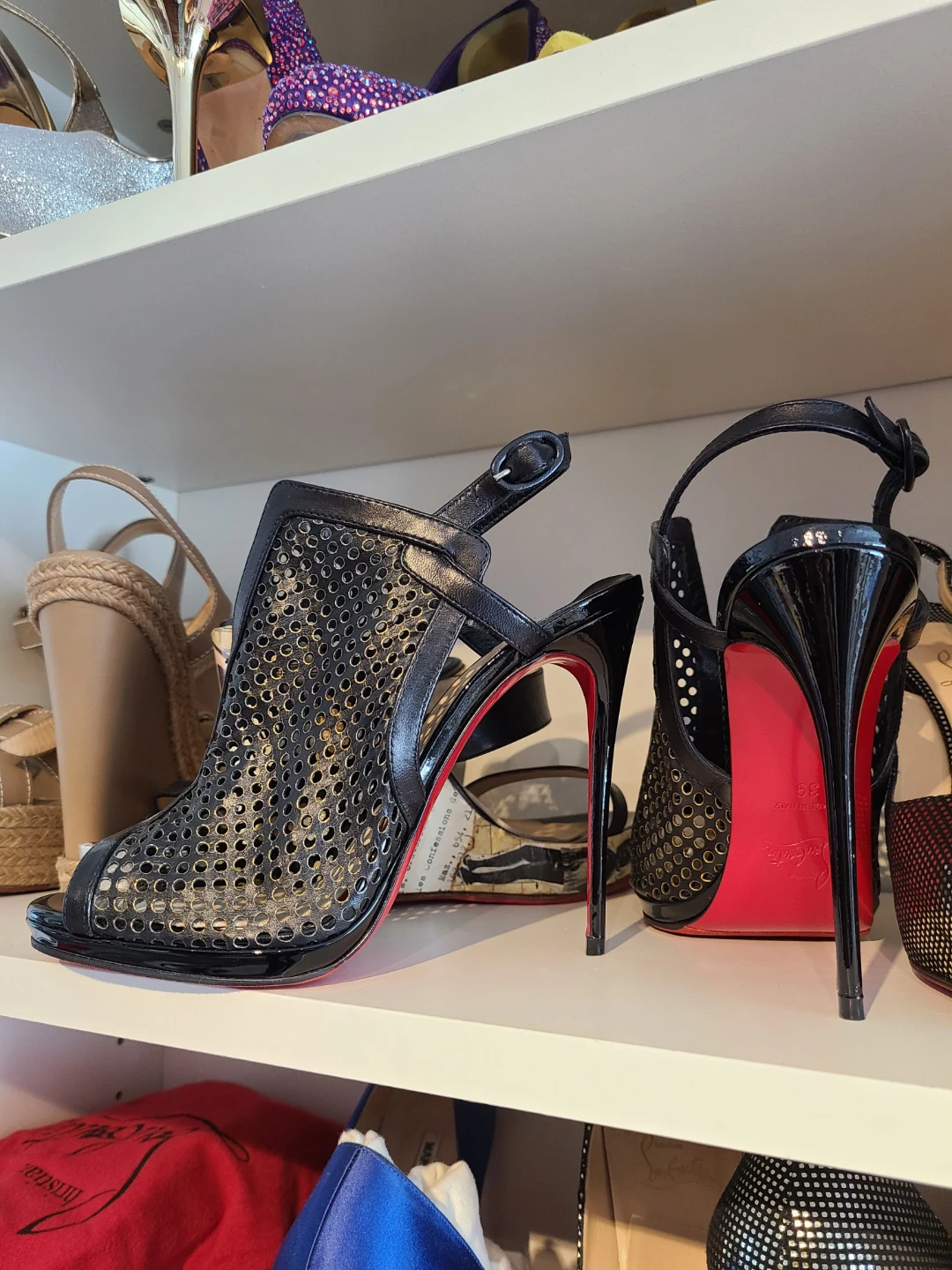 Christian Louboutin Black Mesh Slingback Heels - photo 2