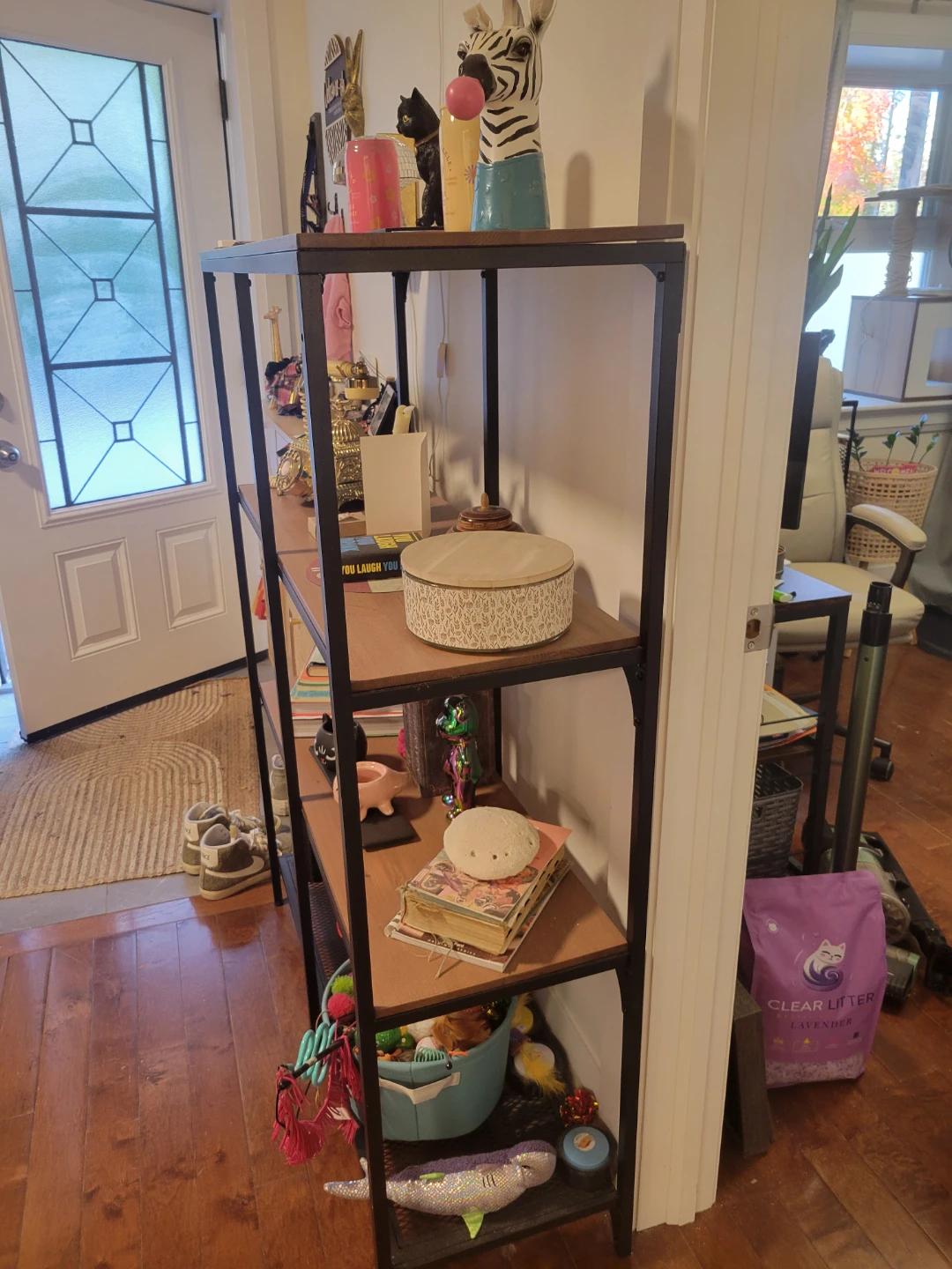 Industrial Style 4-Tier Metal and Wood Bookshelf - photo 2