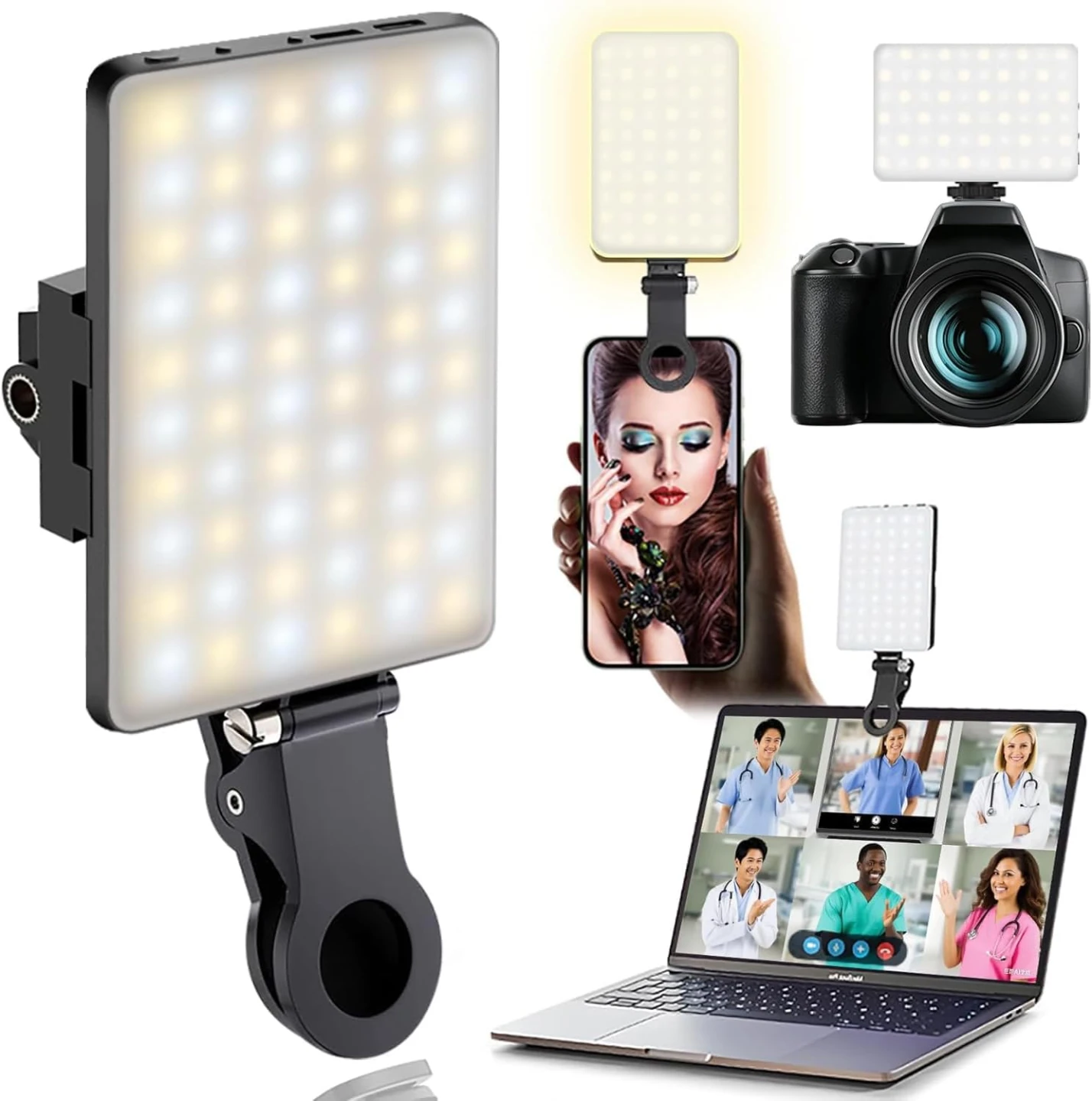 60 LED Portable Selfie Light with Clip(Black)