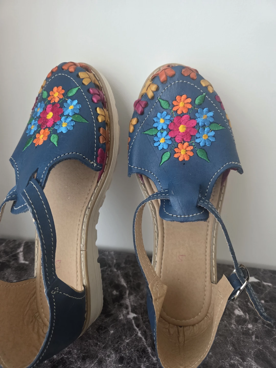 Embroidered Mexican Leather Huaraches Sandals Size 8 - photo 5
