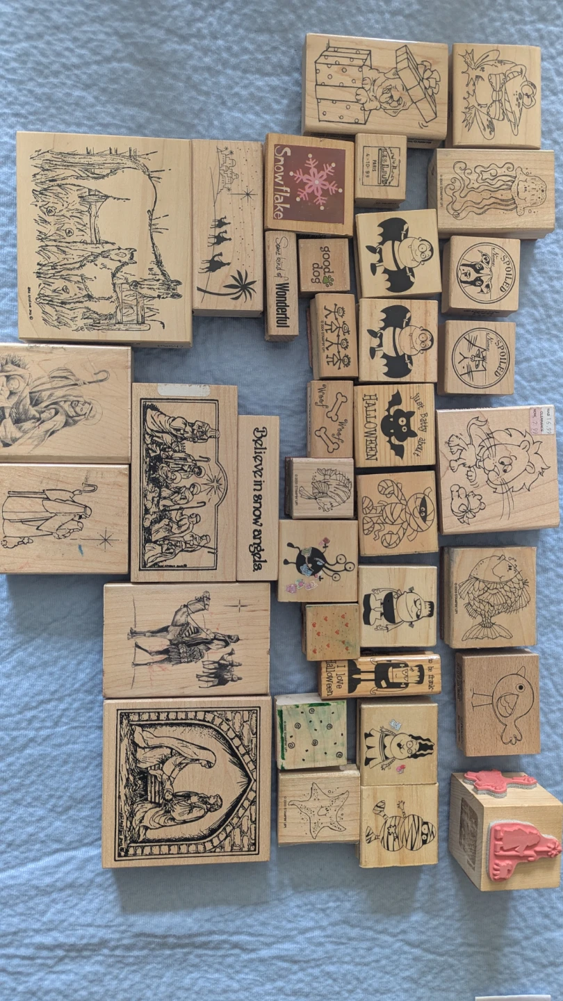 Assorted Wooden Rubber Stamps