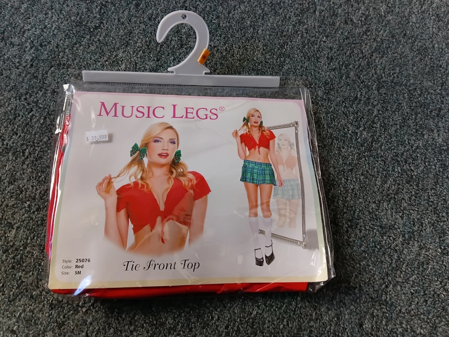Music Legs School Girl Red Tie Front Top