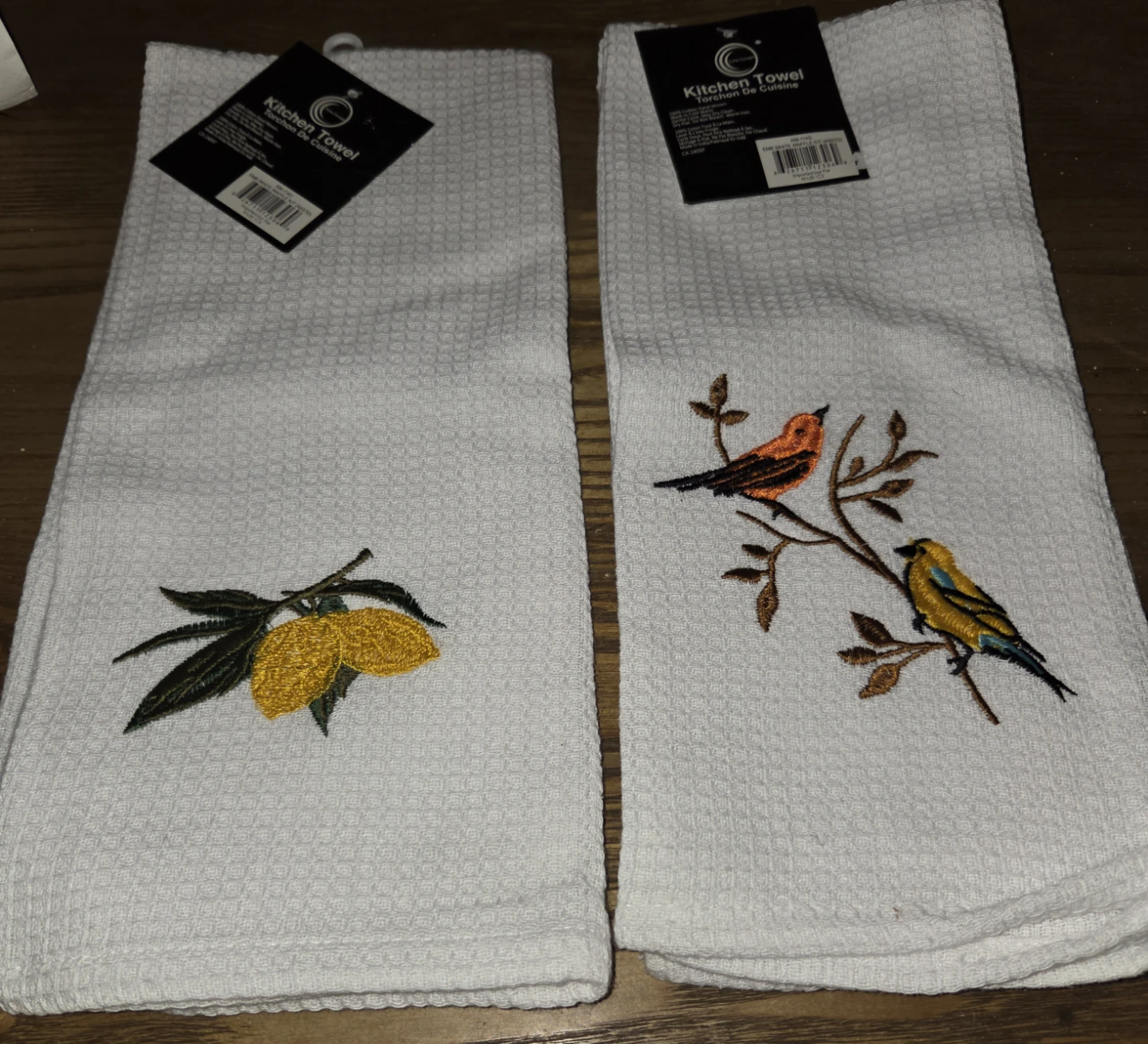 Set of 2 Embroidered Cotton Kitchen Towels