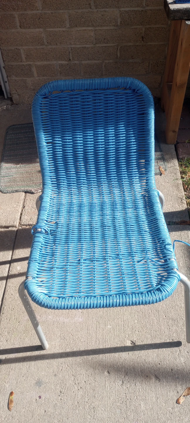 Blue woven patio chair