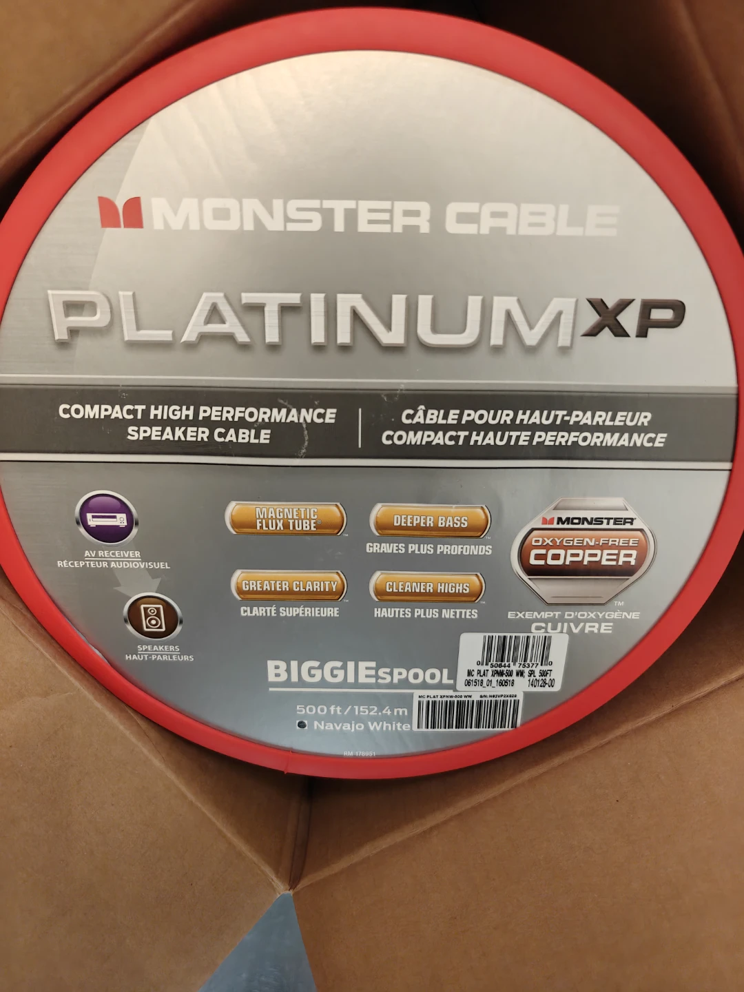 Monster Cable Platinum XP 500ft Speaker Wire Spool
