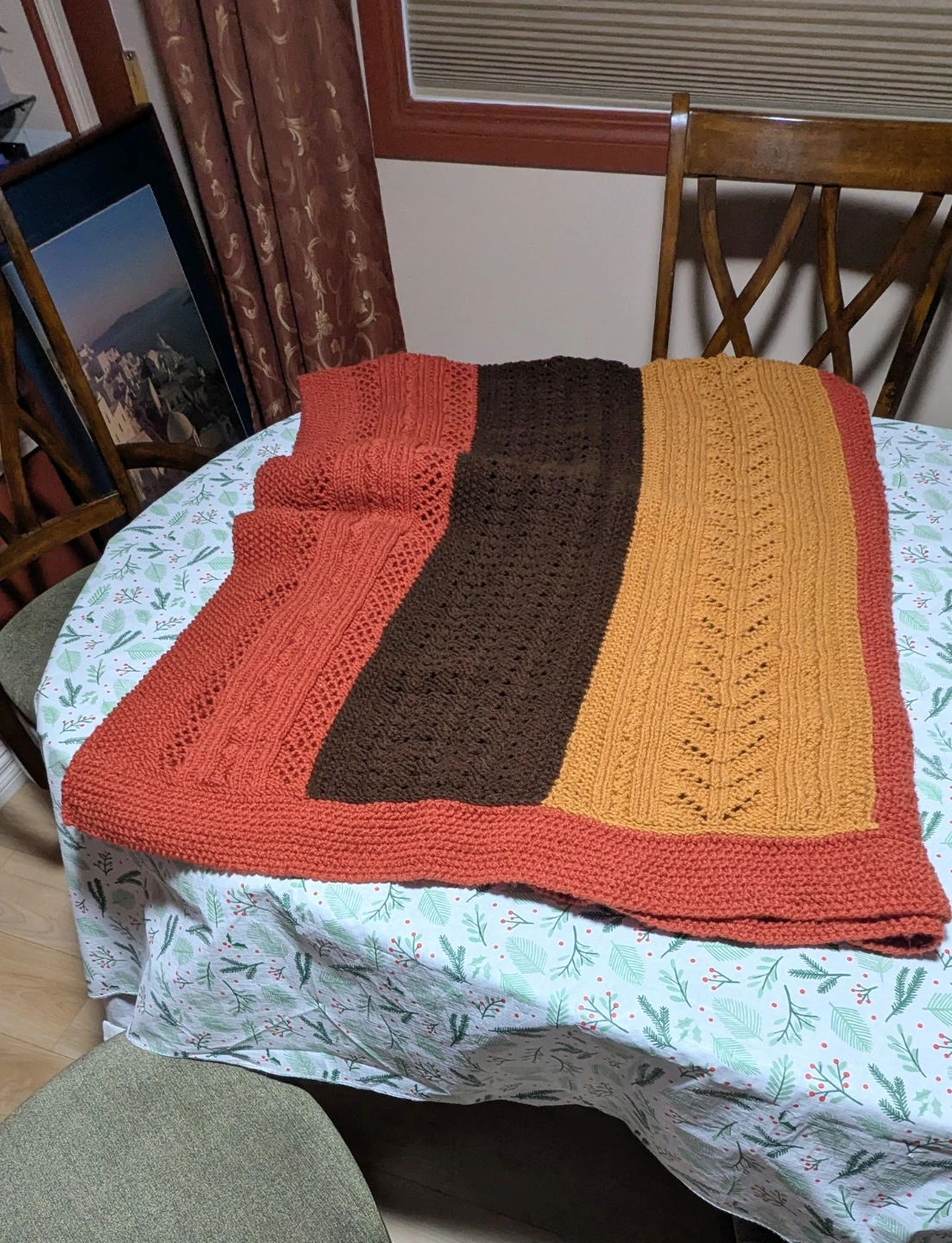 Hand-knitted striped throw blanket - photo 4