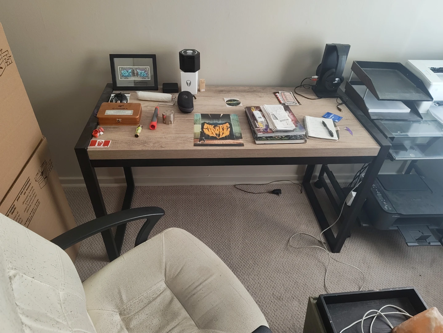Industrial Style Wood and Metal Writing Desk