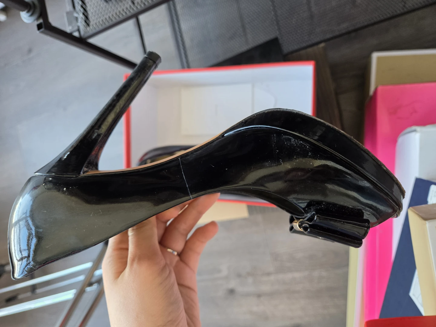 Coach Black Patent Peep-Toe Heels - Size 7.5 - photo 4