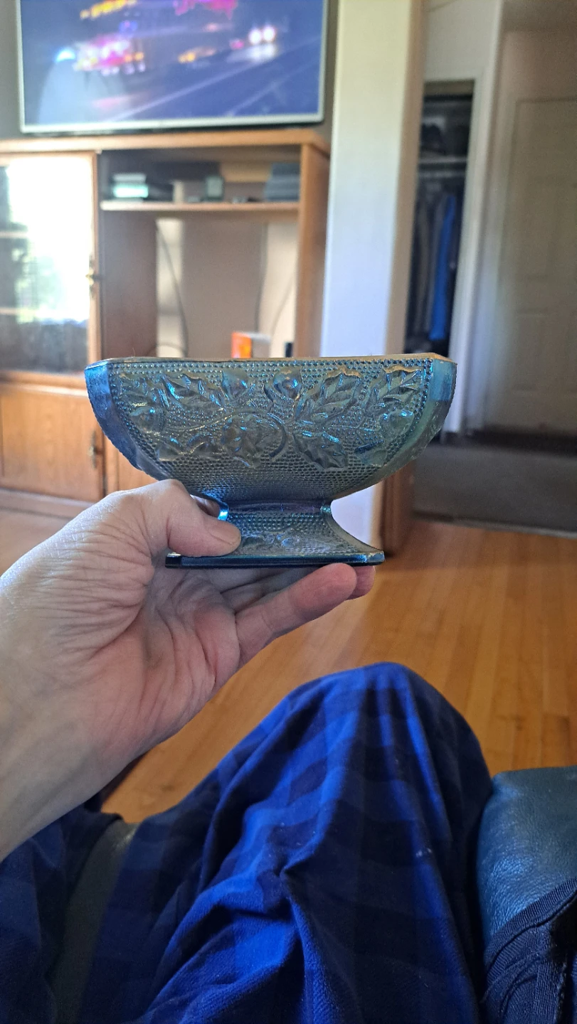Amber Glass Candy Dish  and blue dish - photo 2