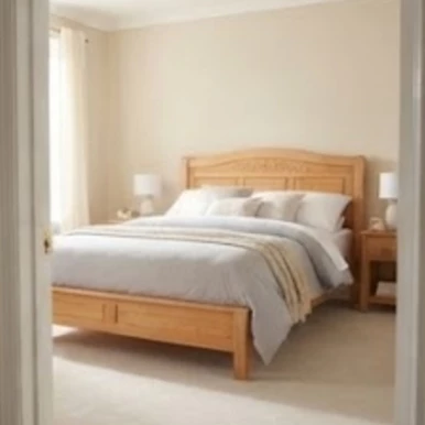 Solid wood headboard and bed frame and mattress