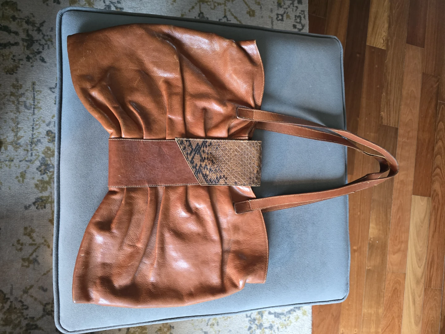 Furla Brown Leather Shoulder Bag Vintage Snakeskin Clasp - photo 2