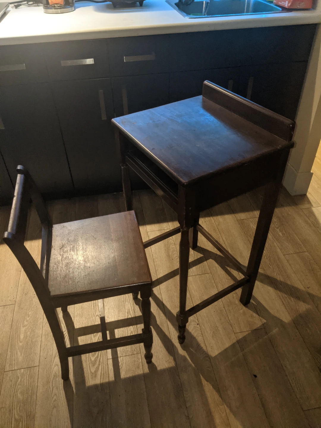 Vintage Wooden School Desk and Chair Set - photo 2