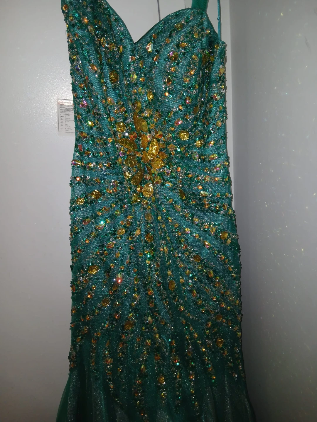 Emerald Green Beaded Evening Gown - photo 4