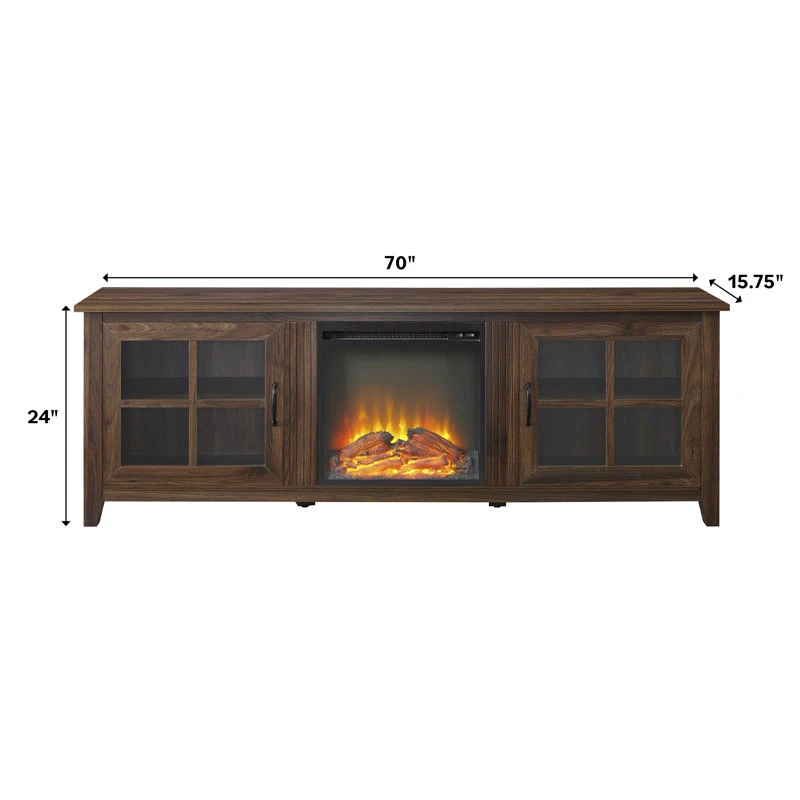 3 Rustic Gray Electric Fireplace TV Stand - photo 2