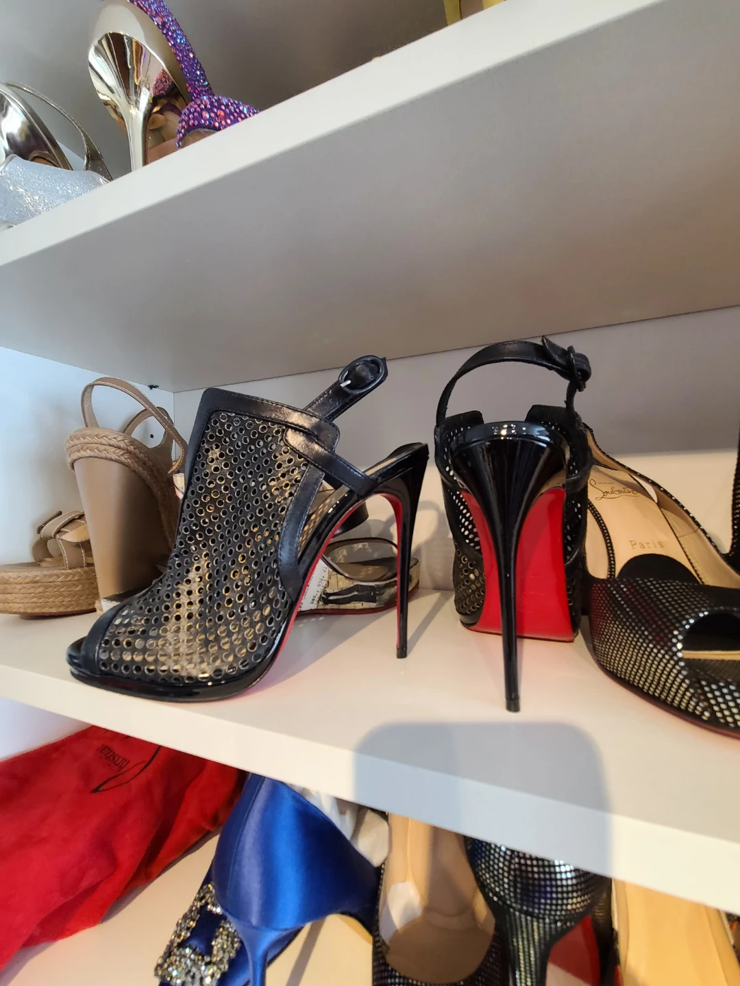 Christian Louboutin Black Mesh Slingback Heels - photo 4